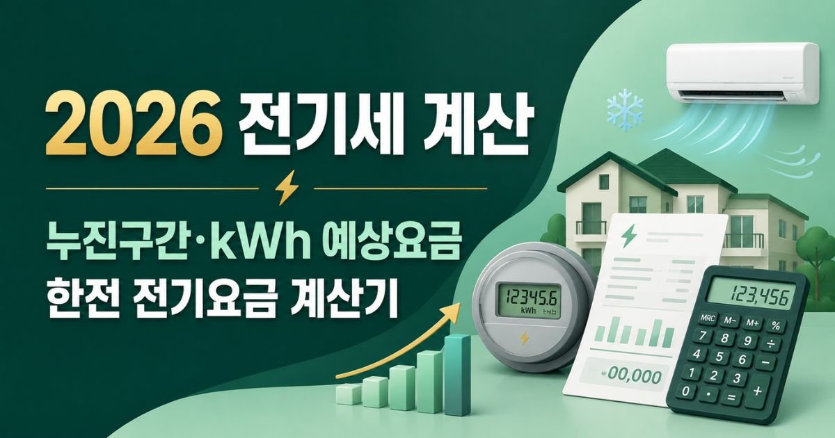 2026 전기세 계산 누진구간과 kWh 예상요금 및 한전 전기요금 계산기 안내