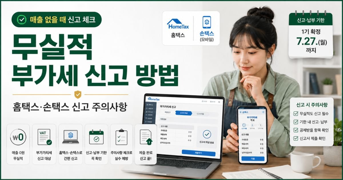 무실적 부가세 신고 방법과 홈택스·손택스 신고 절차, 신고기한 및 주의사항 안내