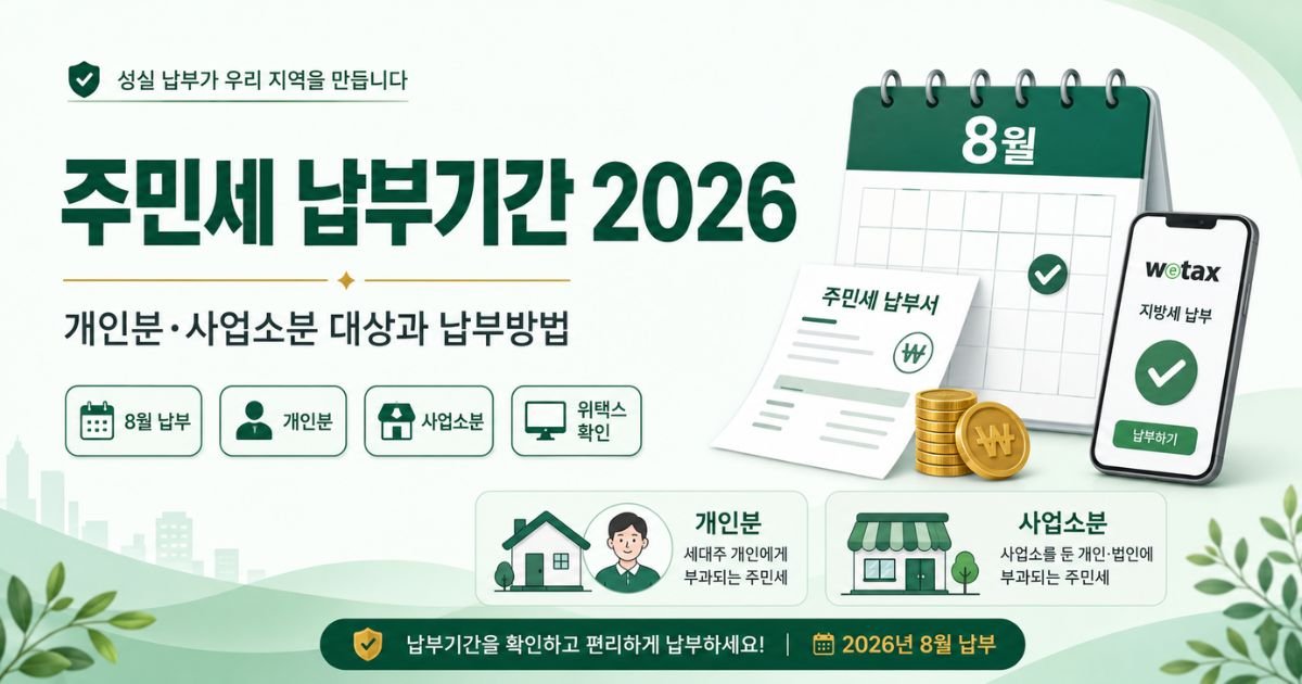 주민세 납부기간 2026 개인분·사업소분 대상과 위택스 납부방법 안내
