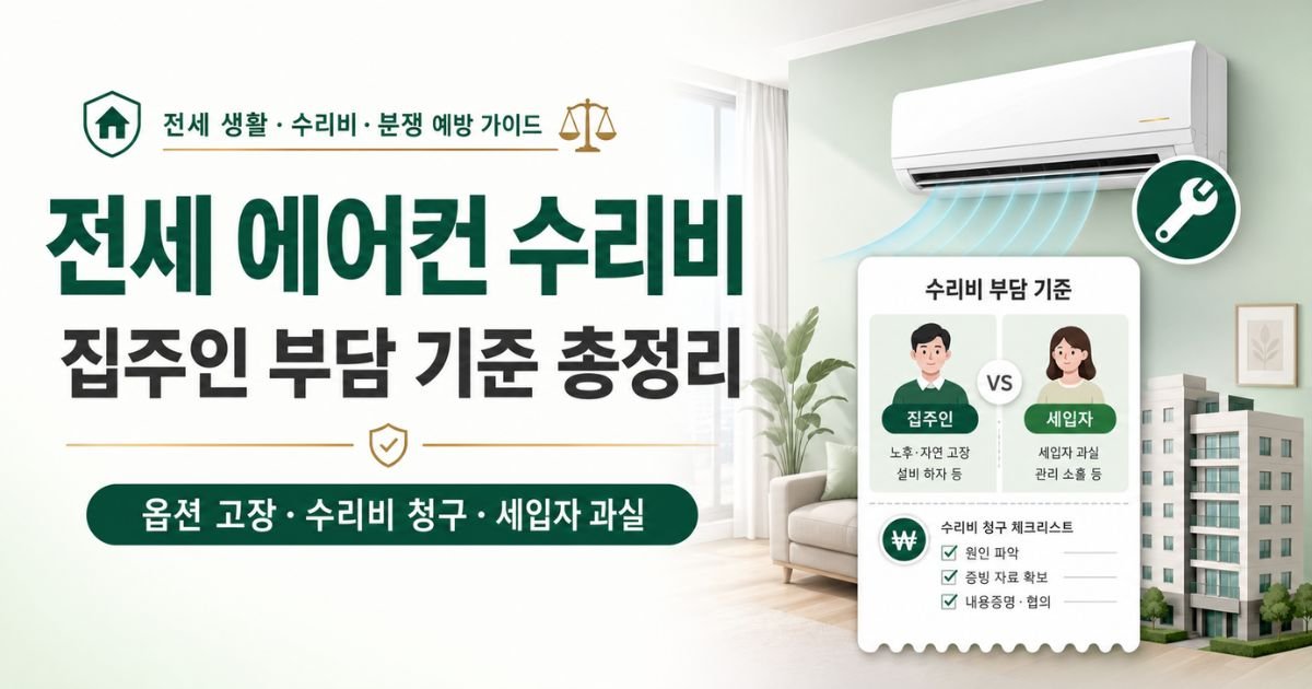 전세 에어컨 수리비 집주인 부담 기준과 옵션 고장·수리비 청구·세입자 과실 안내