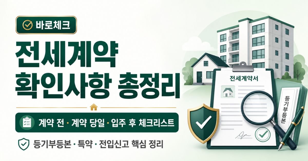 전세계약 확인사항과 등기부등본·특약·전입신고 체크리스트 안내