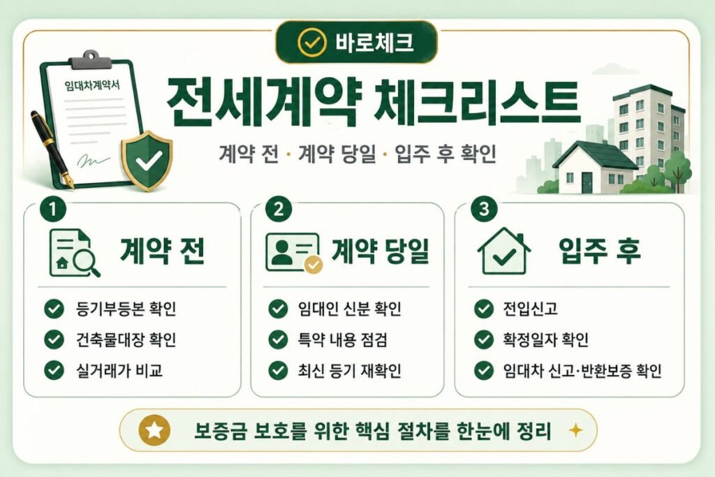 전세계약 확인사항 중 계약 전·계약 당일·입주 후 체크리스트
