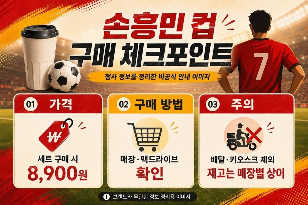 맥도날드 손흥민 컵 구매 체크포인트 가격 구매 방법 주의사항 안내 이미지