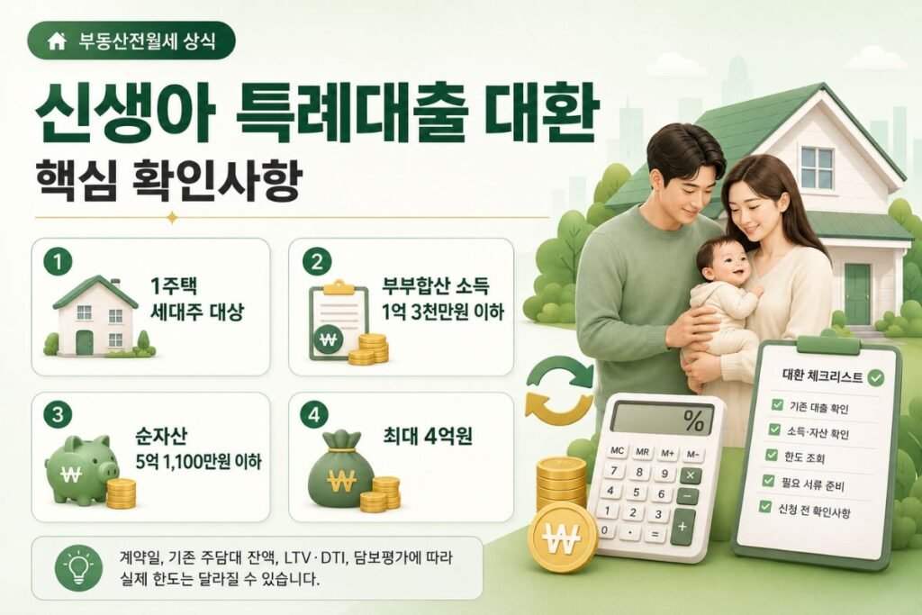 신생아 특례대출 대환 1주택자 소득 자산 기준과 최대한도 핵심 확인사항