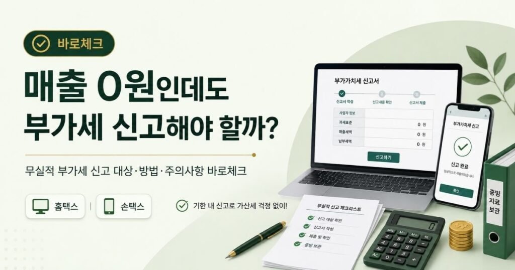 무실적 부가세 신고 방법과 홈택스 손택스 신고 주의사항 안내 이미지