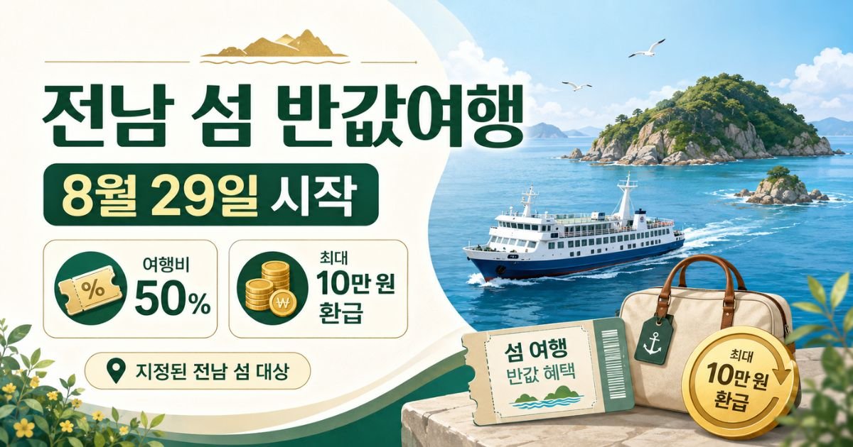 전남 섬 반값여행 8월 29일 시작과 여행비 50% 최대 10만원 환급 안내 이미지