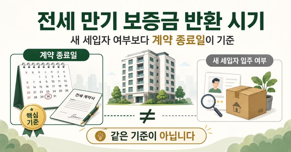 전세 만기 보증금 반환 시기, 새 세입자 입주 여부와 계약 종료일 기준 안내 이미지