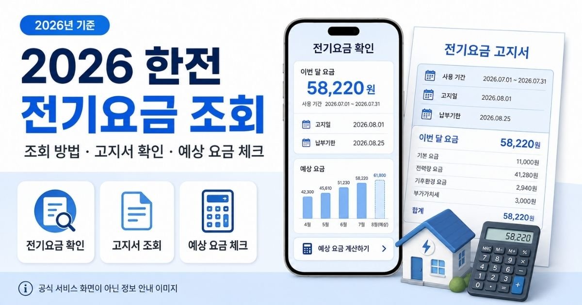 한전 전기요금 조회 조회 방법 고지서 확인 예상 요금 체크 안내 이미지