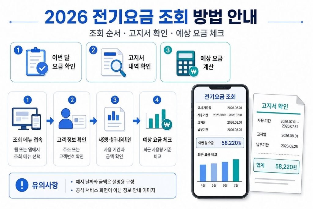 한전 전기요금 조회 조회 순서 고지서 확인 예상 요금 체크 안내 이미지