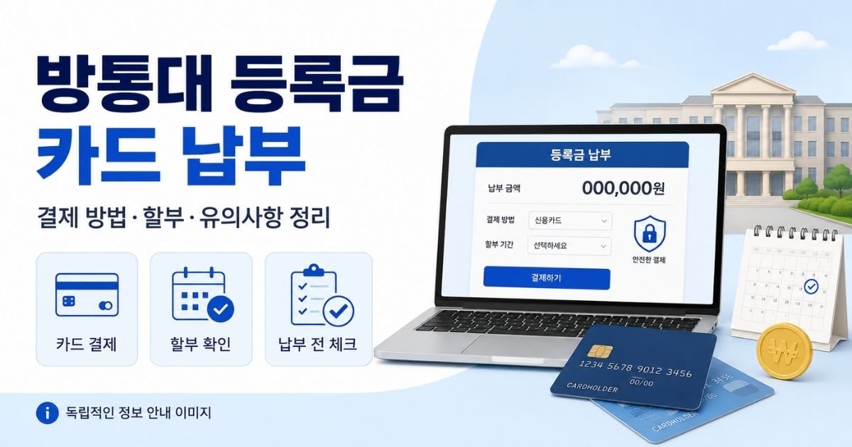 방통대 등록금 카드 납부 결제 방법 할부 유의사항 안내 이미지