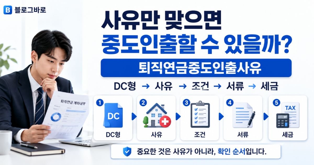 퇴직연금중도인출사유, DC형부터 법정 사유와 세부 조건·서류·세금 확인 순서를 보여주는 대표이미지